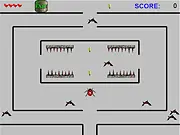Bug Escape free online maze runner game with a bug character avoiding spikes and bats