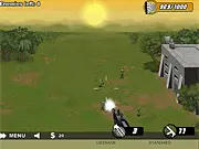 Rebel Fortress online game screenshot showing a castle under attack with explosions and a player aiming a weapon, free defense game