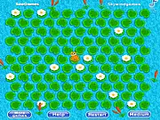 Stalk the Frog free online puzzle game screenshot, a frog on a lily pad being blocked by a player's clicks
