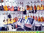 Hidden Keys free online game set in a guitar shop where players search for hidden keys