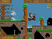 Pirate Cannon Ride ATV free online game, a pirate driving a cannon vehicle over challenging terrain