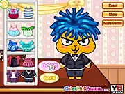 Pet Doll Creation free online game screenshot, showing a customized doll with button eyes and a unique outfit on PlayArcadeHub