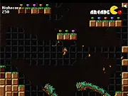 Ravine Climber online game screenshot - God Crow character jumping up steep valley walls to escape monsters below