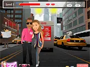 Roller Coaster Marriage free online game screenshot showing a fast moving roller coaster cart on a track with loops