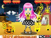 Happy Halloween Cutie dress up game featuring a princess in a cute witch costume