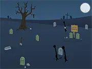 Playing ClickDEATH Graveyard online, free puzzle game eliminating stickmen with traps and undead in a cemetery