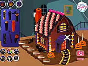 Decorating a Candy Halloween House free online game with sweets, gumdrops, and chocolate