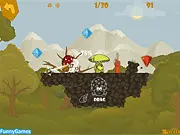 Play Mushroom Showdown free online physics puzzle game using acorns to knock poisonous mushrooms into fire