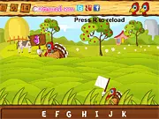 Alphabets Carnival online free game, shoot turkey targets with letters, educational carnival game