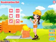 Construction Girl free online dress up game screenshot showing a girl in a stylish hard hat and work clothes