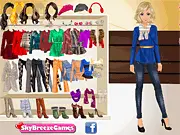 Trendy Winter Coats dress up game featuring a stylish city girl modeling a new winter coat