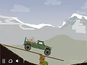 Death Delivery free online game screenshot showing a truck driving carefully on a dangerous mountain road with a bomb cargo in the bed, play on PlayArcadeHub