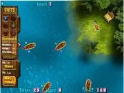 Village Warriors free online tower defense game showing heroes defending a village from pirate enemies