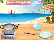 Buffalo Chicken Dip cooking game online, ingredients, recipe, and final bubbly dip in a serving bowl
