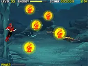 Gameplay screenshot of Power Rangers Samurai Deep Sea Defense, a free online action game showing a Power Ranger fighting sharks underwater