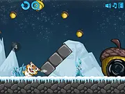 Nutty Boom game screen, showing the furball character, strategically placed bombs, and obstacles on a platformer level.