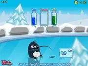 Ice Pond Tournament free online fishing game screenshot with Billy catching fish on a frozen lake