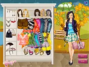 Rainy Fall Dress Up free online game, Lilly walking in the rain, choosing a lovable autumn outfit, play dress up game on PlayArcadeHub