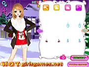 Screenshot of Romantic Christmas Date dress up game showing Mary and John in various stylish, coordinated holiday outfits, free fashion game