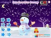 Cute Snowman Dressup game with a colorful snowman wearing a striped scarf and top hat against a snowy background