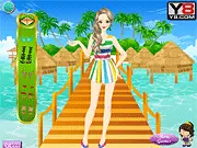Maldives Holiday Dress-Up free online game, girl in tropical vacation outfit, resort fashion styling