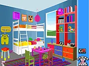 Free Kids Room Escape Puzzle Online: Point-and-click game screenshot showing a brightly decorated children's room with hidden items and puzzles to solve.