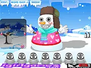 Funny Snowman Dress-Up free online game screenshot showing a customizable snowman in a soldier's uniform.