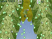 Screenshot from Cursed Dream game showing a solitary brown leaf floating and platforming over abstract, dark, and dreamlike obstacles in a haunting, surreal environment.