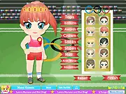 Princess Leigh Triathlon game image showing an animated princess running in a race with Olympic banners in the background