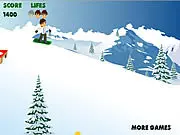 Ben 10 Snowboard game free online - Cartoon Network character snowboarding and jumping a ramp