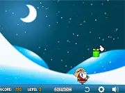 Go Go Santa free online game screenshot showing Santa Claus running and jumping to collect lost Christmas presents.