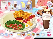 Play Epic Breakfast online free game, cooking a massive omelette, making coffee, and decorating a donut
