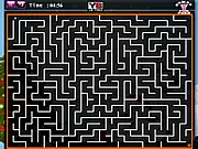 New Year Maze free online puzzle game screenshot, navigating a yellow pointer through a complex maze toward a red pointer