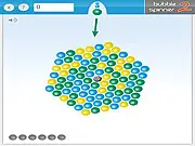 Bubble Spinner 2 free online puzzle game - Player shooting colored bubbles at the spinning hexagonal cluster