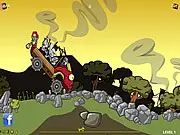 Screenshot of Viking Delivery game showing a small Viking cart attempting to climb a steep hill while balancing a load of fruit.