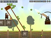 Screenshot of Honey Robber game showing a large brown bear attempting to steal a honey pot while a melon cannon is aimed at him