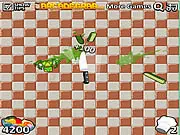 Papa's Salad Stall free online game, slicing vegetables and fruits on a cutting board