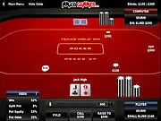 Texas Holdem Poker Heads Up free online game screen showing a first-person view of poker chips and cards on a 3D table against an AI opponent