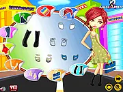 Screenshot of Summer Shopping Dress Up game showing a girl model in a stylish summer dress with a shopping bag, free dress-up game online