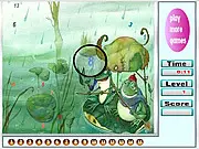Fantastic Frogs Hidden Numbers game screen showing a colorful scene of frogs on lily pads with several numbers subtly hidden in the background