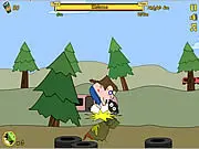 Billy Bob Bash free online launcher game on PlayArcadeHub - ragdoll character flying through the air after a launch
