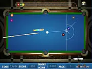 Playing the free online billiards game 8 Disc Pool, aiming the cue stick to pocket discs into the holes