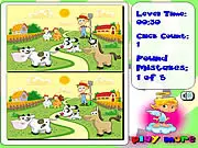 Playing the free online puzzle game Point & Click Differences, finding five random errors in a busy scene