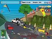 Road Accident Cleaning game image showing specialized vehicles clearing wreckage and debris from a road collision site