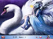 Fantasy Swan Hidden Stars game screenshot showing a beautiful picture of a swan in a mystical lake, with several stars hidden in the scenery