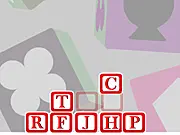 Screenshot of Alphabet Fall typing game showing letter blocks falling rapidly down the screen, ready to be typed
