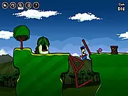 Cargo Bridge 2 online game screenshot showing a wooden and steel bridge construction over a valley, with a worker attempting to cross