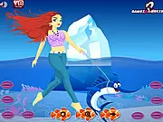 Play Girl with Sea Pets Dressup online, free mermaid fashion game, styling girl with aquatic animals