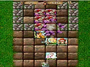 Gameplay screenshot of Rune Raiders, showing a squad of hero characters advancing on a grid-based board against a group of fantasy monsters