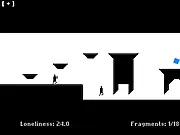 Leave Me Alone Flash game screenshot showing a small white figure being chased by several black shapes on a dark background - Free online action survival game.